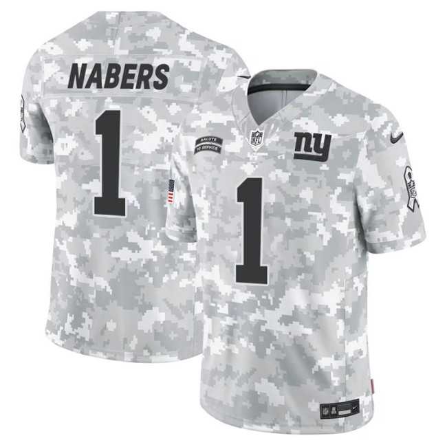 Mens New York Giants #1 Malik Nabers 2024 F.U.S.E Arctic Camo Salute To Service Limited Stitched Football Jersey Dzhi